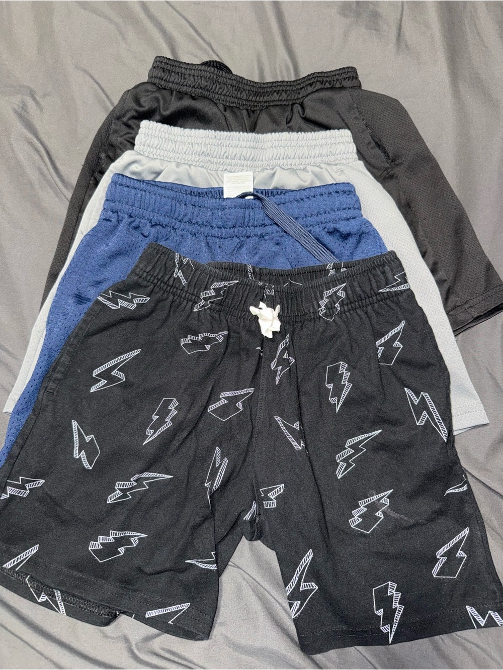Kids Elastic-Waist Lightning Print Shorts — Black